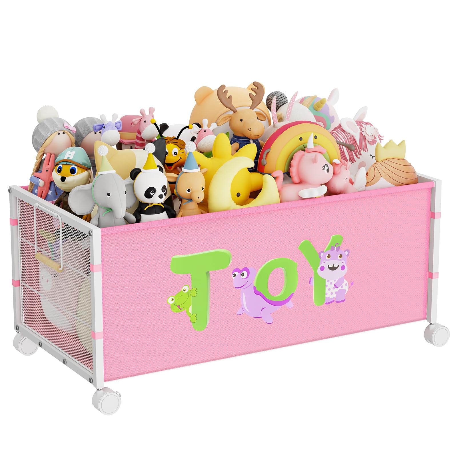 JBBTOOL large toy box with 360° wheels for easy mobility in playrooms.