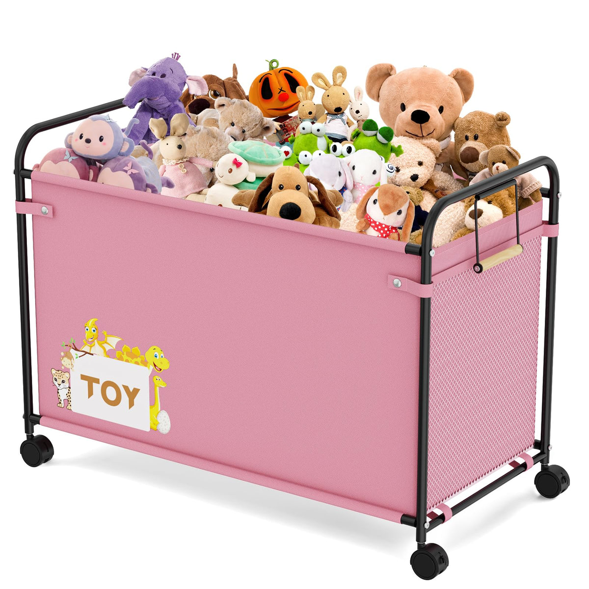 JBBTOOL 180L pink toy box full view showcasing large capacity for toys and clothes