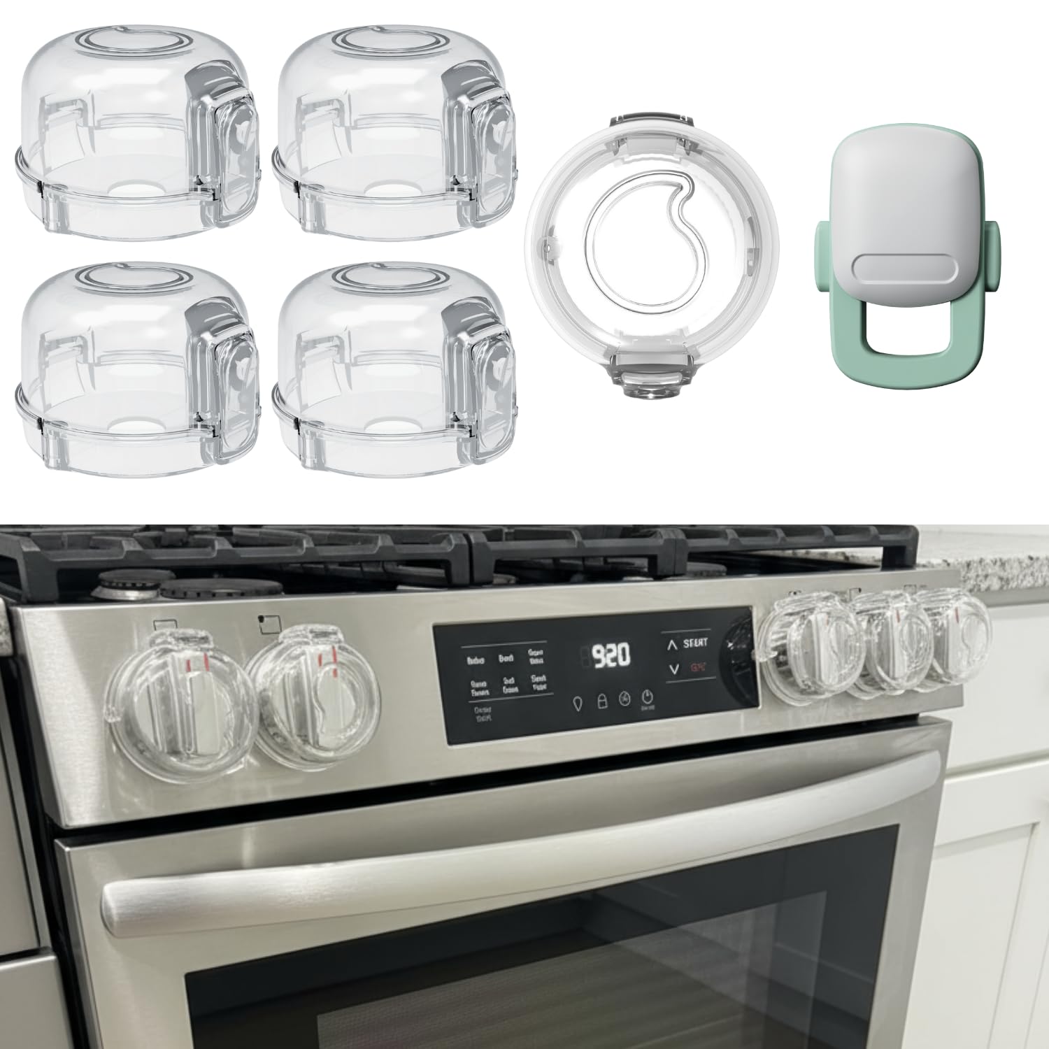 JDHDF stove knob covers pack on stove protecting kids from turning knobs.