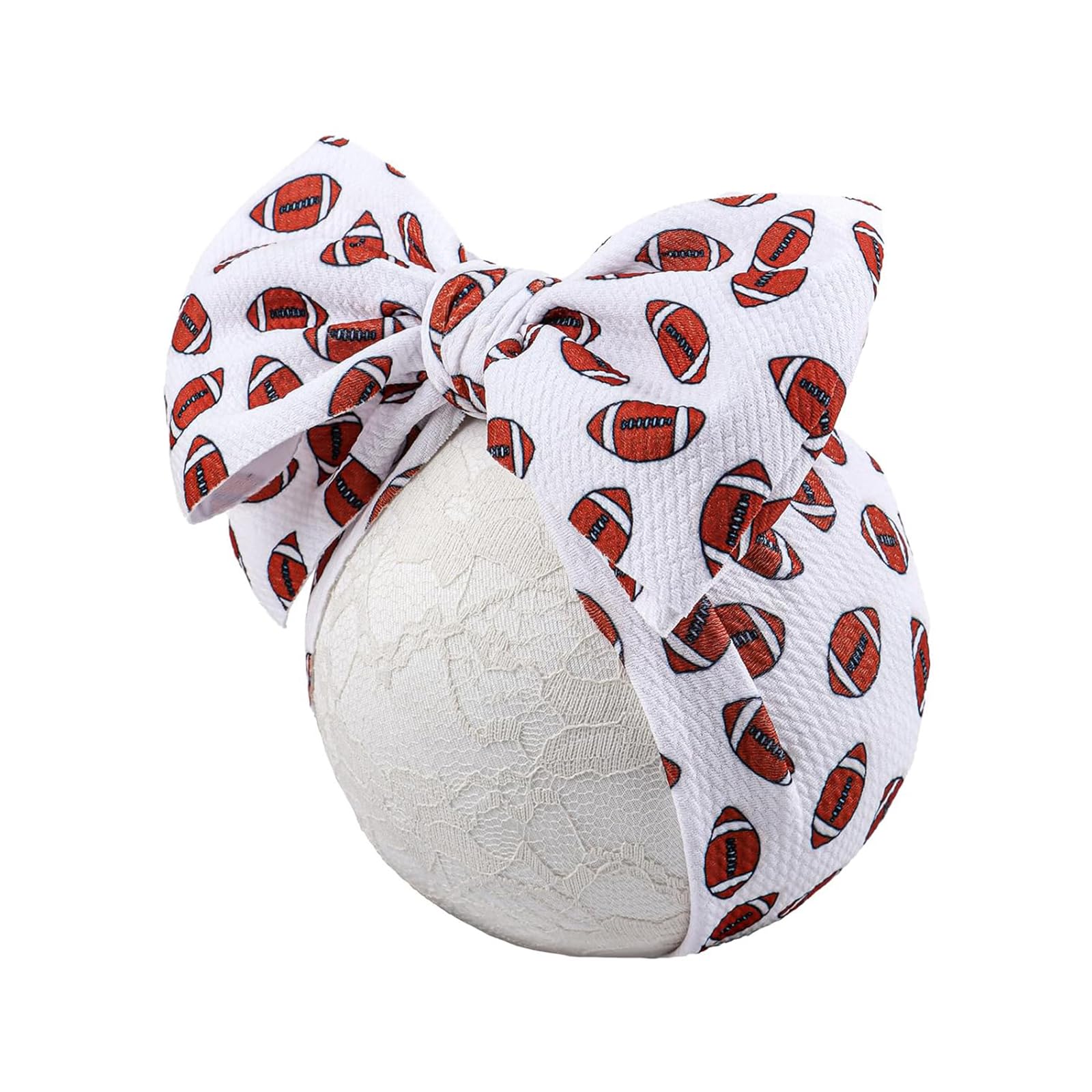JDRGJTH football headband bow on newborn with soft stretch fabric