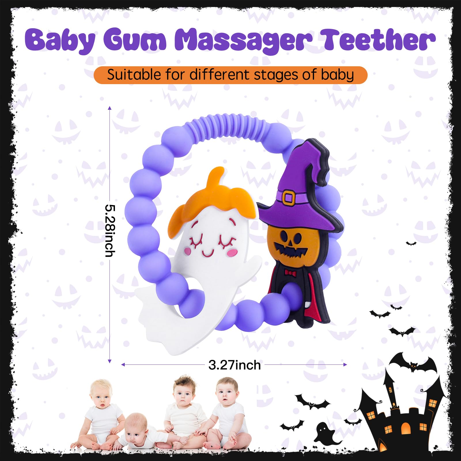 JDSTY Pumpkin Man teether ring eases teething discomfort with playful textures.