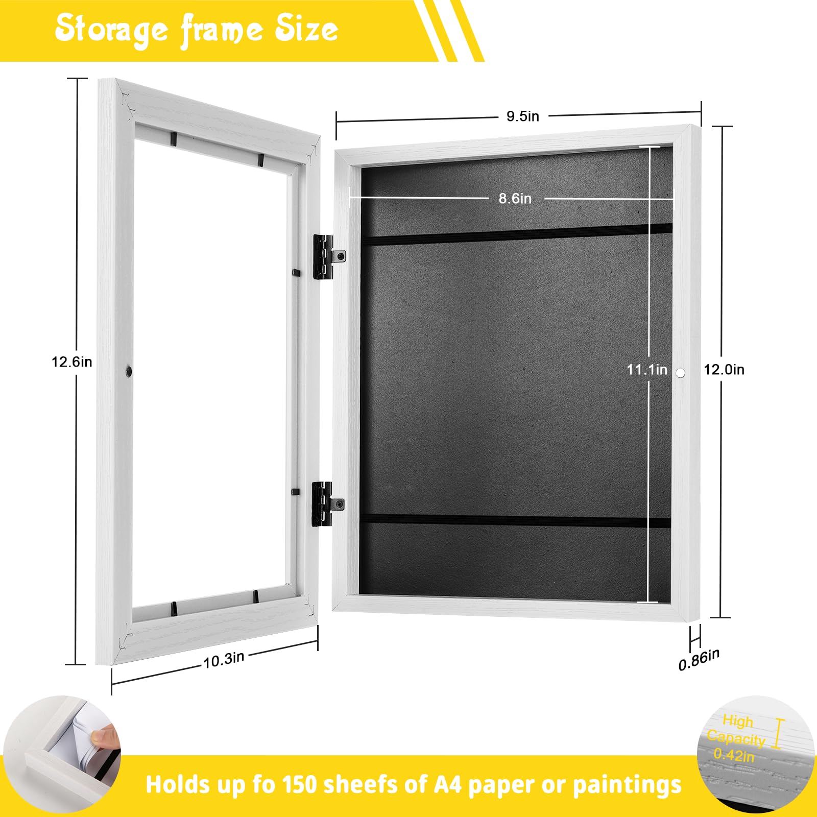 JDZIVTOP rustic white frame shown with horizontal or vertical mounting flexibility.