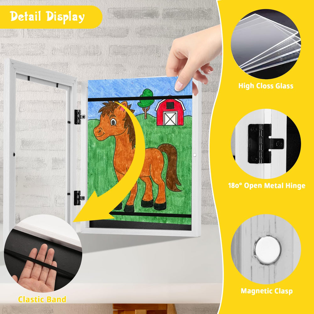 JDZIVTOP frames used for photos, tickets, and keepsakes in a kid's space.
