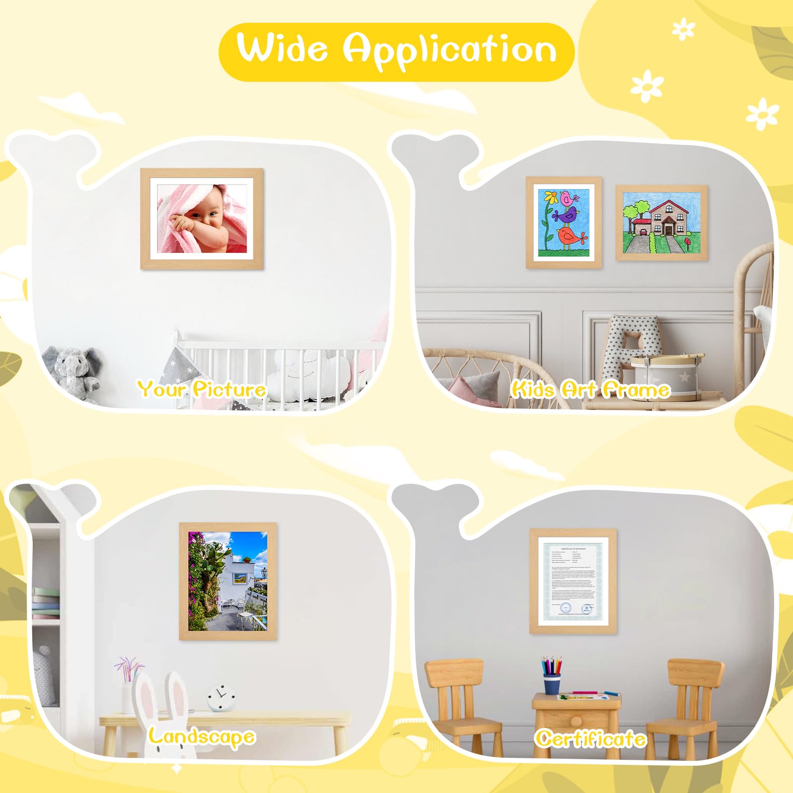 JDZIVTOP multi-use display storage frame showcases drawings, certificates, and photos.