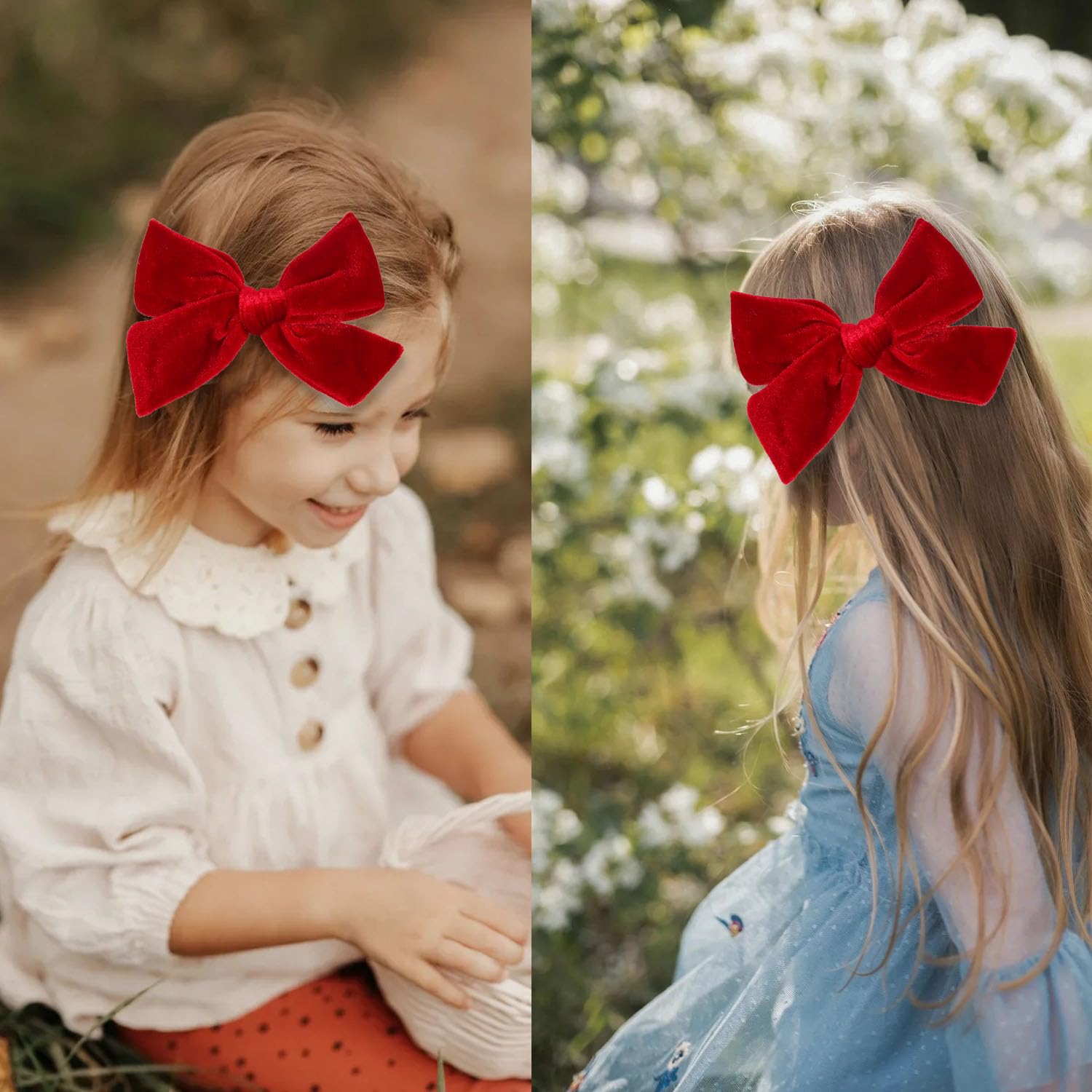 Jeffan two-piece velvet hair bows red set for versatile looks