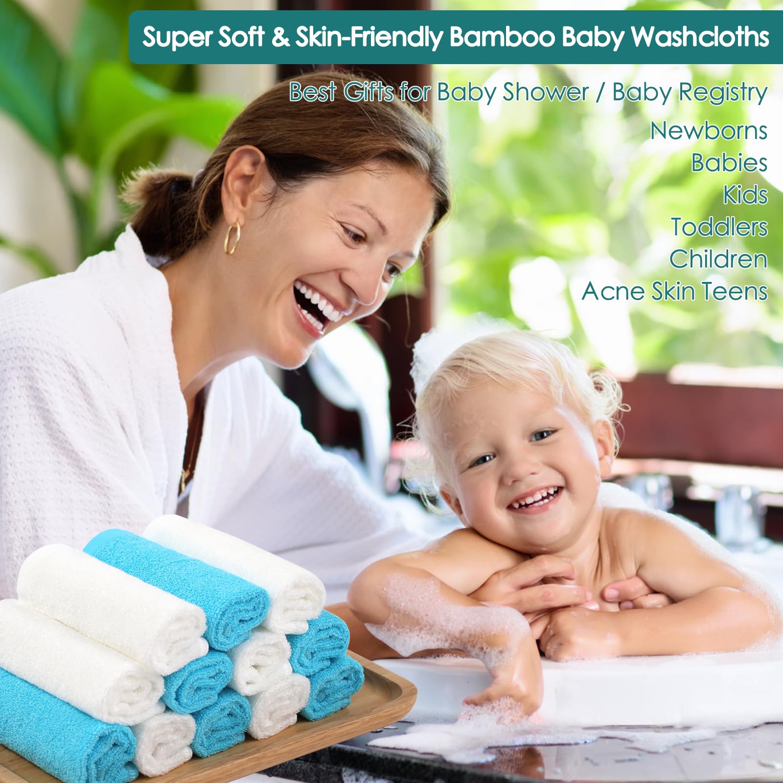JEFFSUN baby washcloth machine-washable for easy cleaning and reuse.