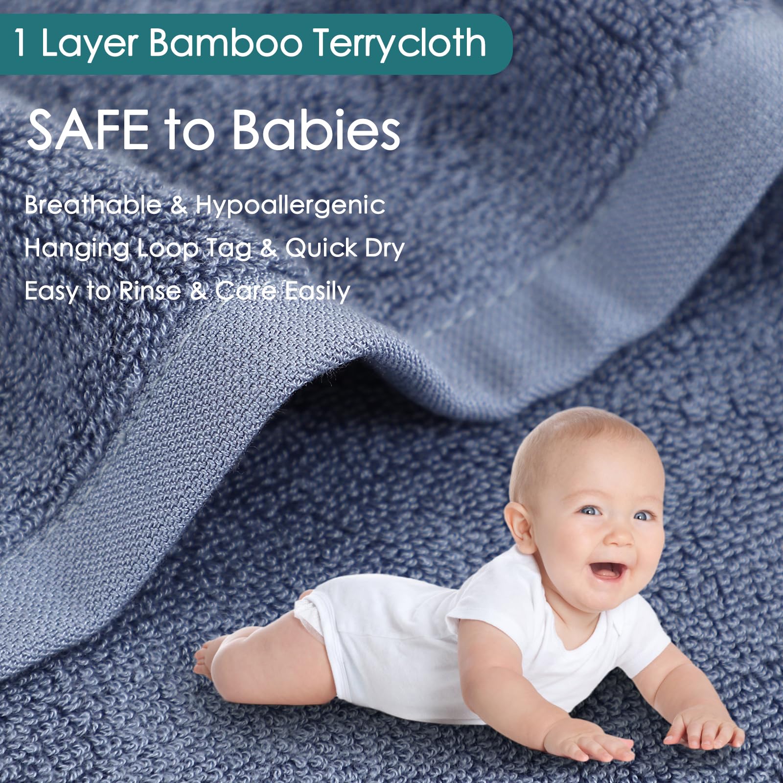 JEFFSUN baby washcloths close-up texture emphasizes softness for delicate skin