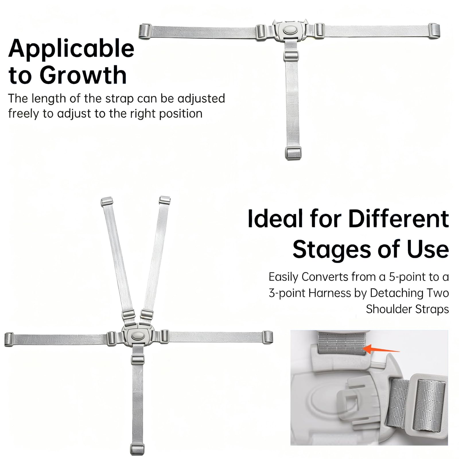 Jekarsy black universal strap highlights easy adjustment across seating