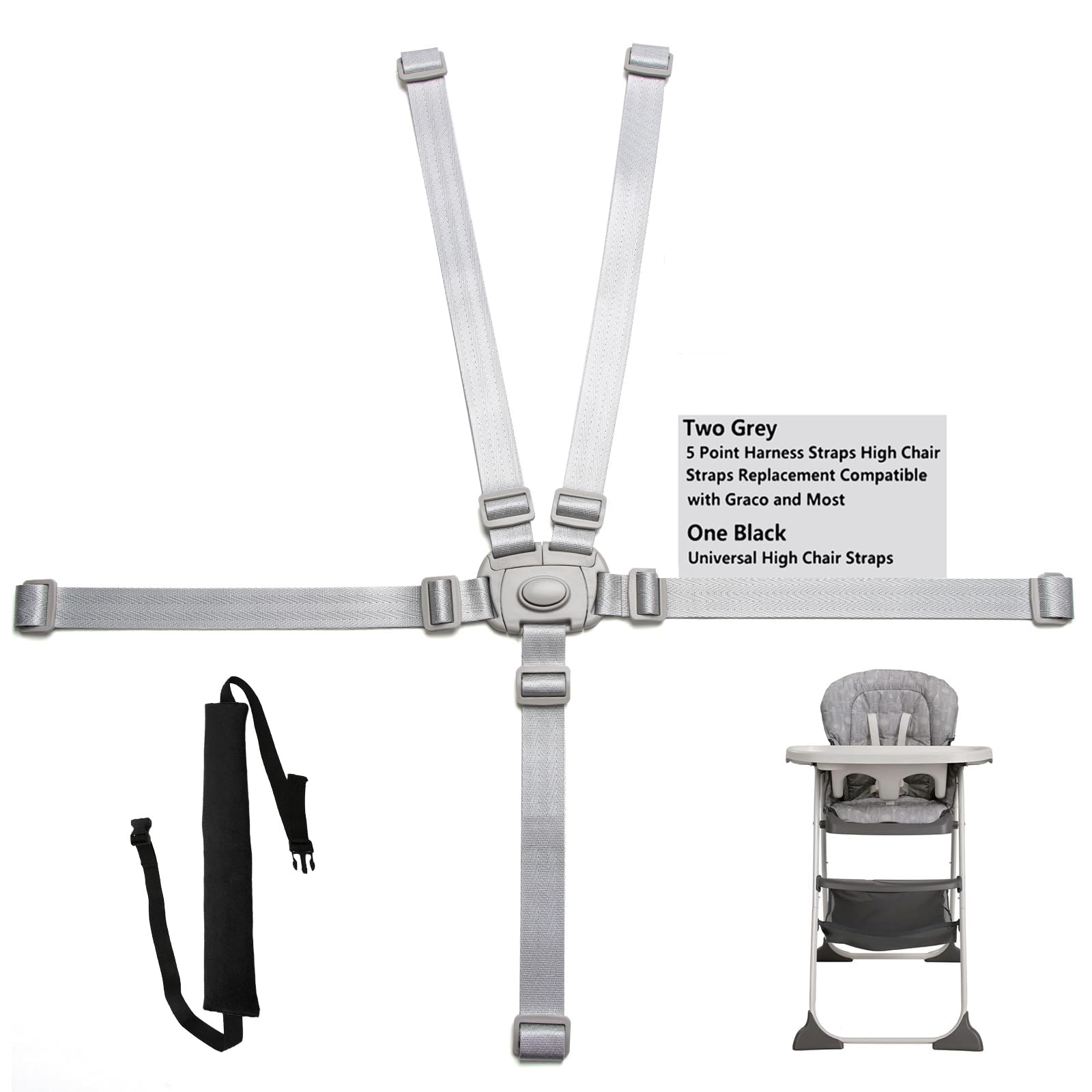 Jekarsy two-pack high chair straps assembly for secure dining chair use