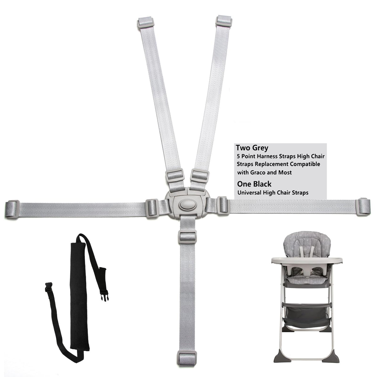 Jekarsy two-pack high chair straps assembly for secure dining chair use