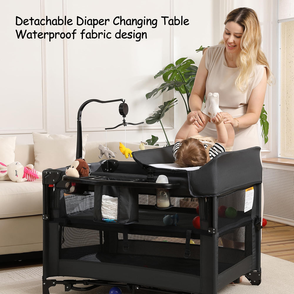 Jekeu wipe-clean changing table in use for quick diaper changes