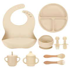 JELLDJK silicone baby feeding set spill-proof suction plate helps keep meals on tray