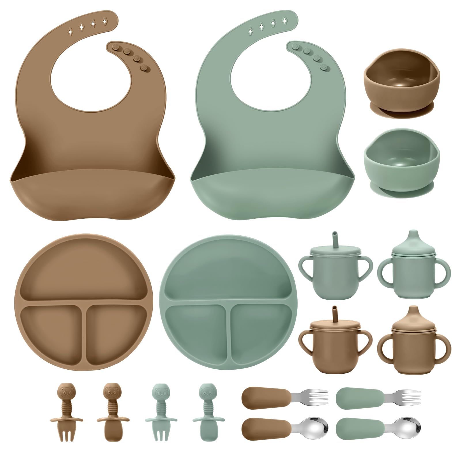 JELLDJK silicone feeding set with suction bowls for spill-free meals