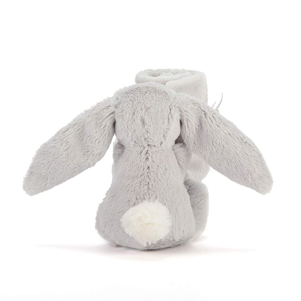 Jellycat Bashful Grey Bunny Soother soft fur close-up highlighting premium materials.