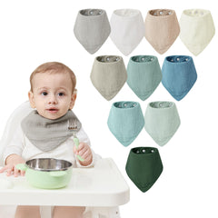 JELLYMONI 10-pack muslin drool bibs with colorful bandanas for babies catching drool