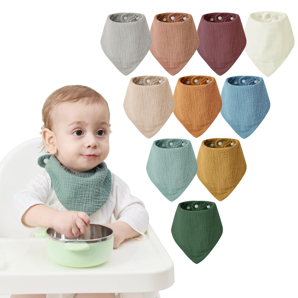 Jellymoni baby drool bib front view shows soft muslin fabric for gentle skin contact