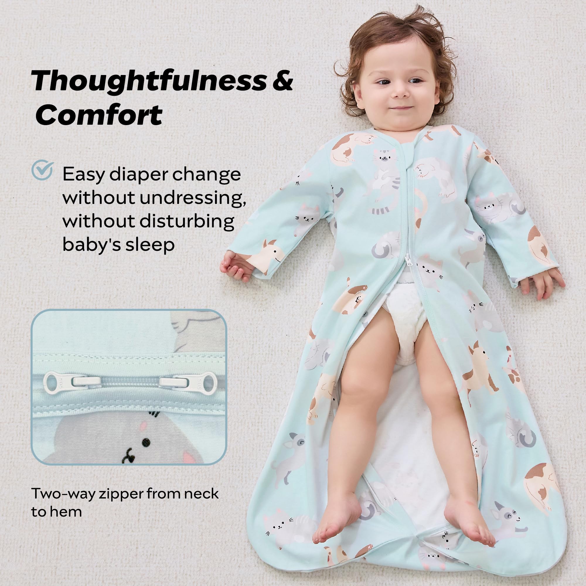 JELLYMONI machine-washable sleep sack for easy family laundry.