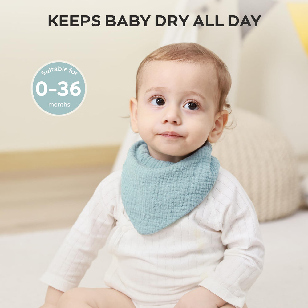 JELLYMONI muslin cotton bibs with high-absorbent six-layer design staying dry