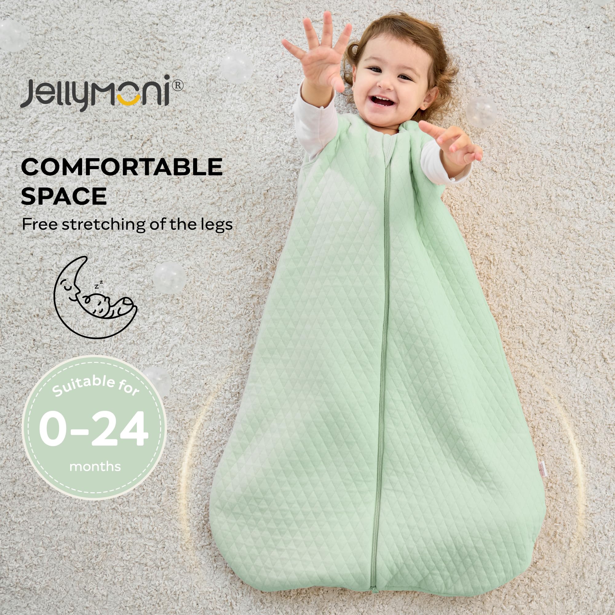 JELLYMONI size-chart graphic shows S to XL range.