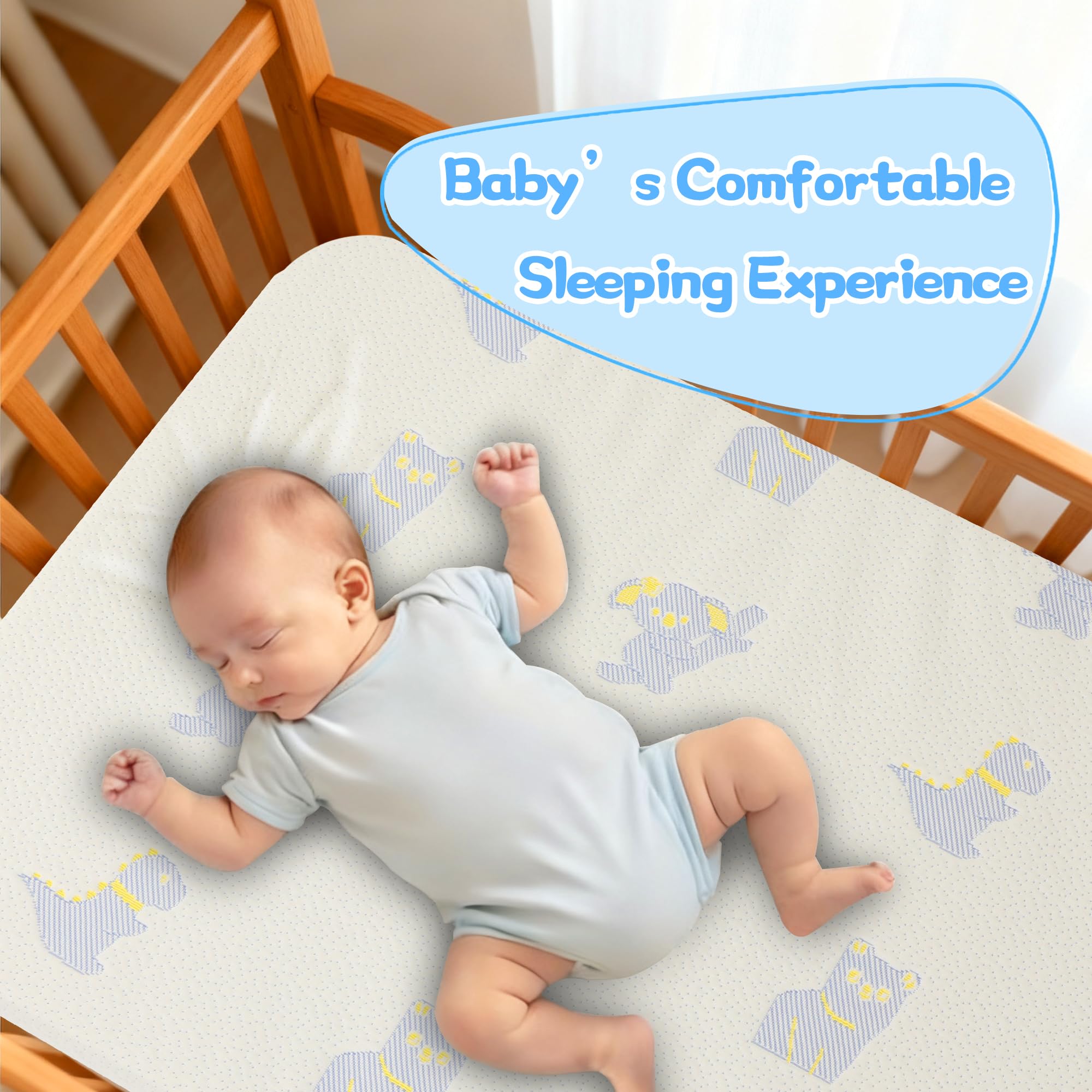 Jelumonpe mattress in playard demonstrates versatile home and travel use.