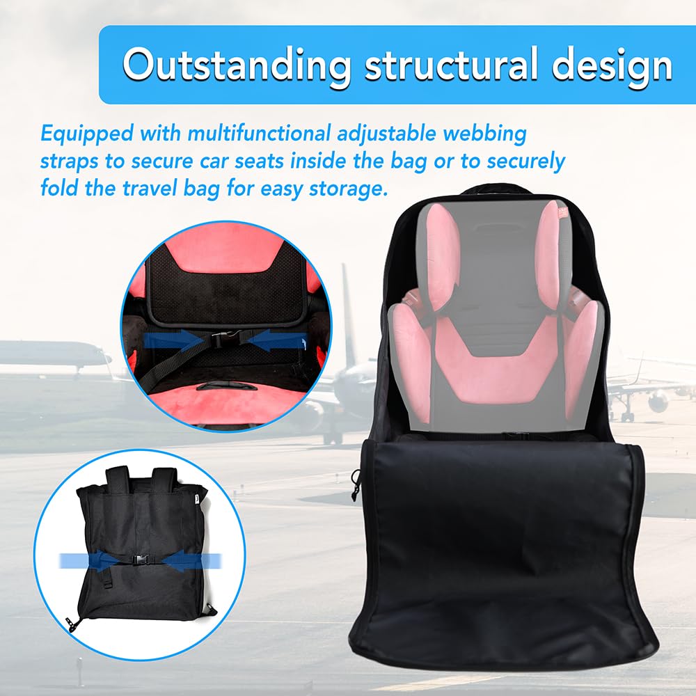 Jenen Jnzen car seat travel bag dimension 27x16x21 fits most seats.