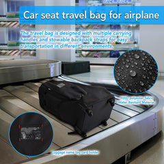 Jenen Jnzen car seat travel bag with wheels front view shows smooth rolling wheels.
