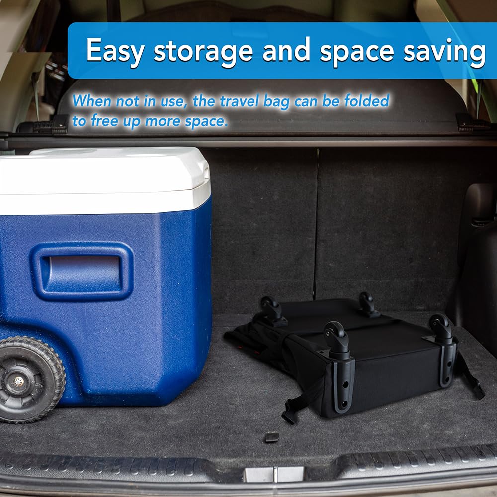 Jenen Jnzen car seat travel bag with wheels open zippers showcases generous packing space.