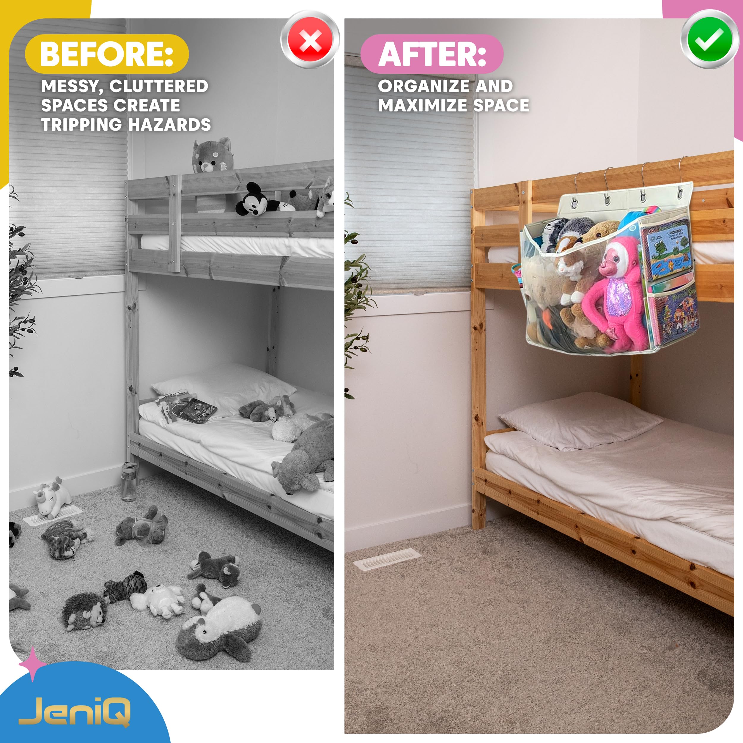 JeniQ dimensions image showing 25 by 15 by 7 inches of storage