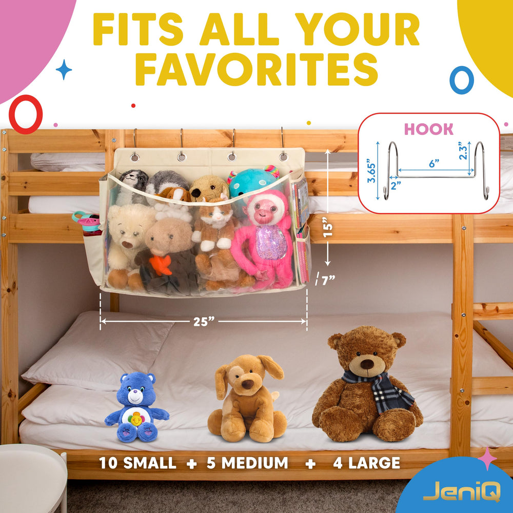 JeniQ in-room setup demonstrating tidy toy organization beside bed