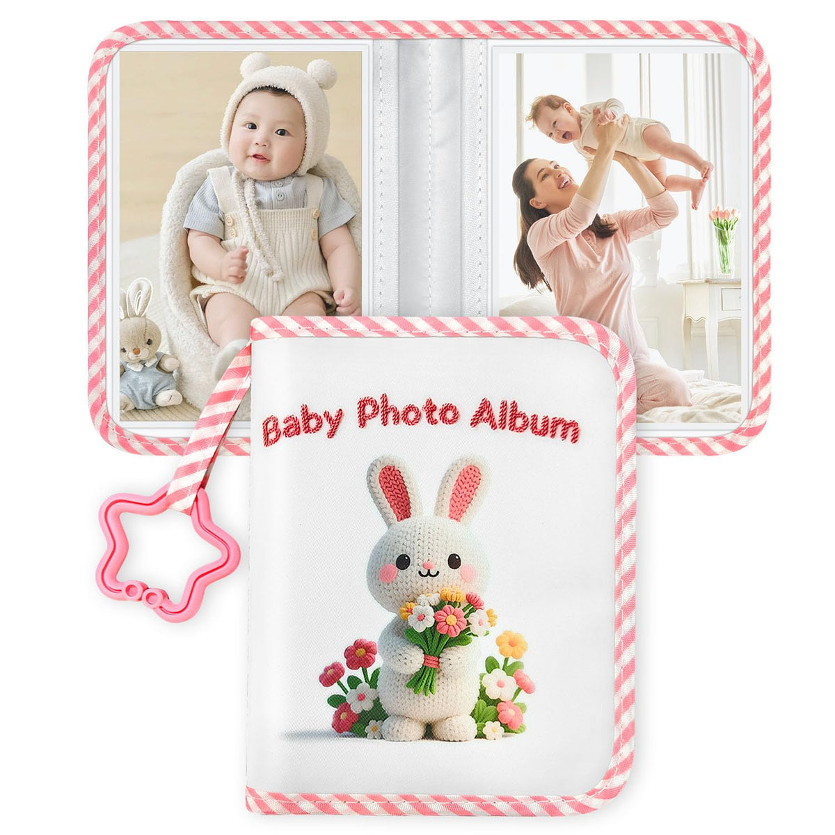 Jenlan My First Family Album Book cover featuring soft fabric for gentle touch