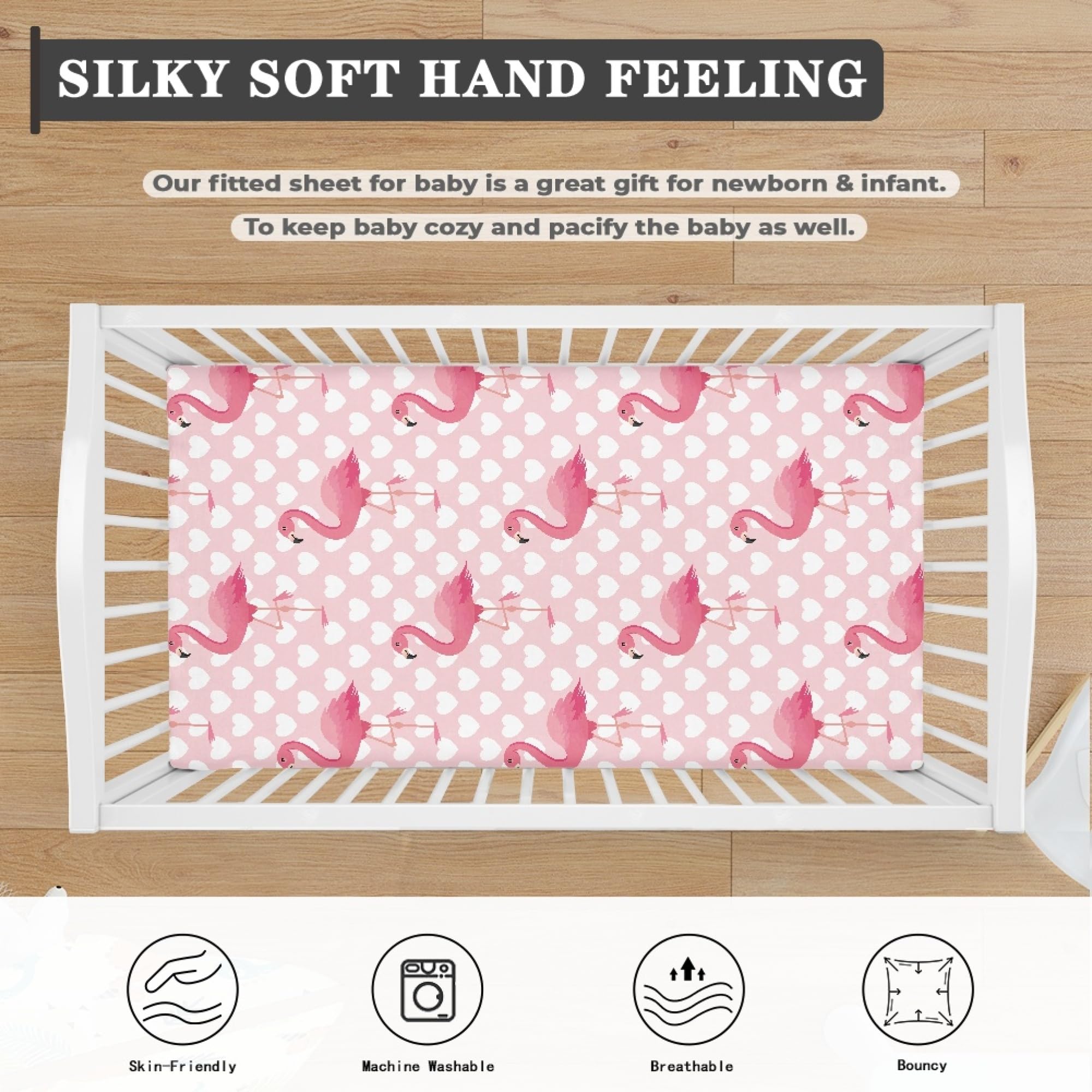 JEPFEIXIA easy-care crib sheet is machine washable and quick to dry.