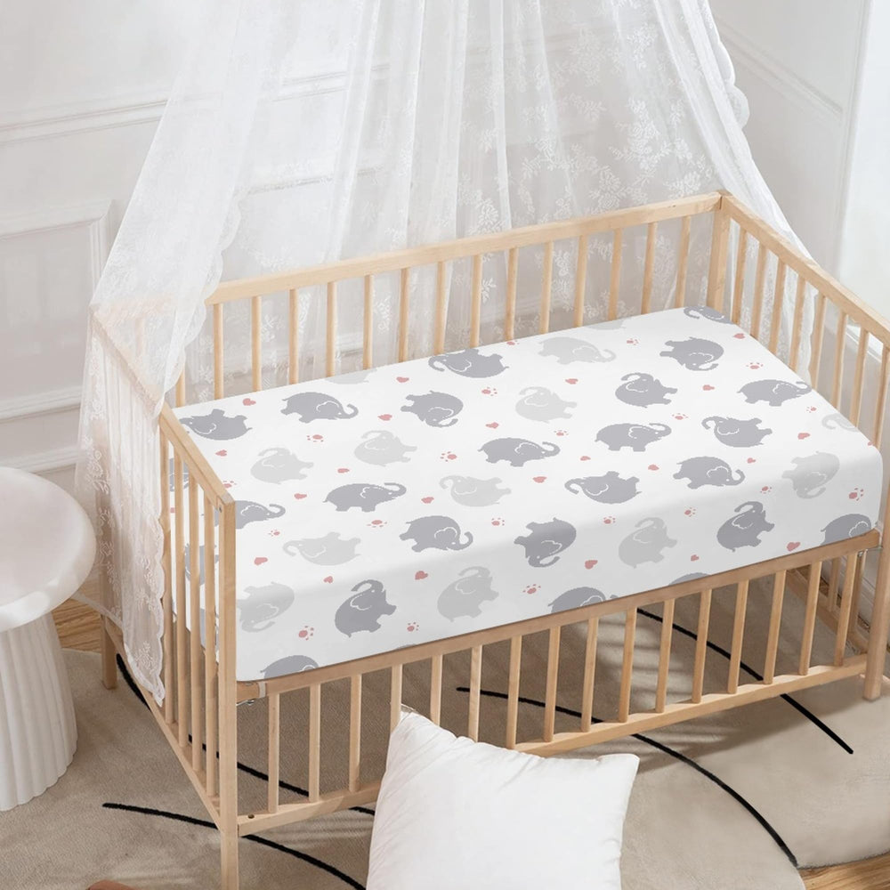 JEPFEIXIA elephant fitted sheet gray pattern adds stylish nursery backdrop