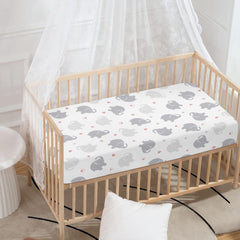 JEPFEIXIA elephant fitted sheet gray pattern adds stylish nursery backdrop