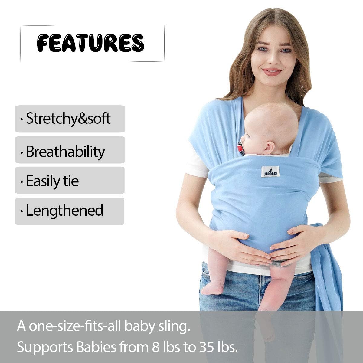 Jeroray Baby Wrap lightweight material enables comfortable carrying