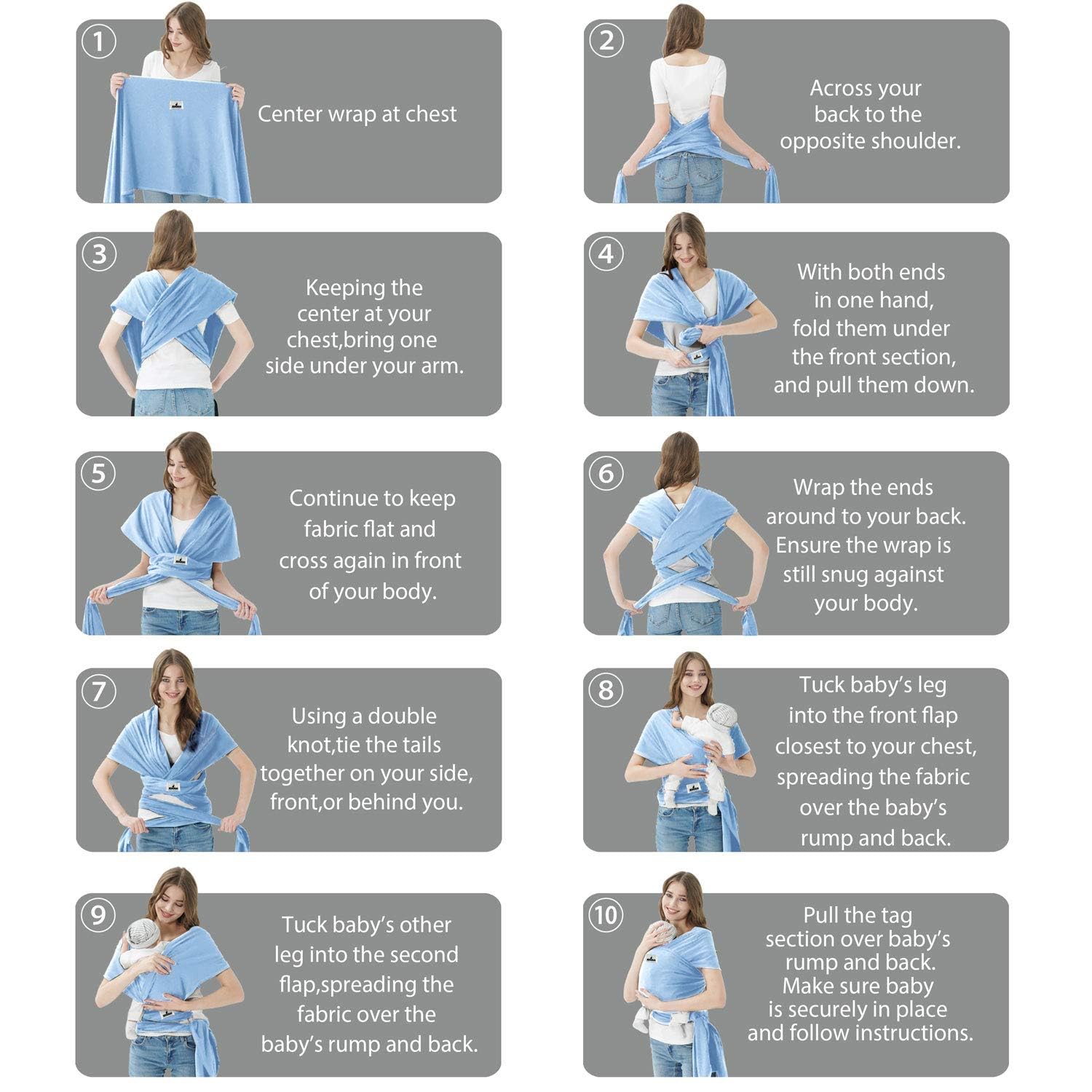 Jeroray Baby Wrap newborn support offers snug positioning from 8 to 35 pounds