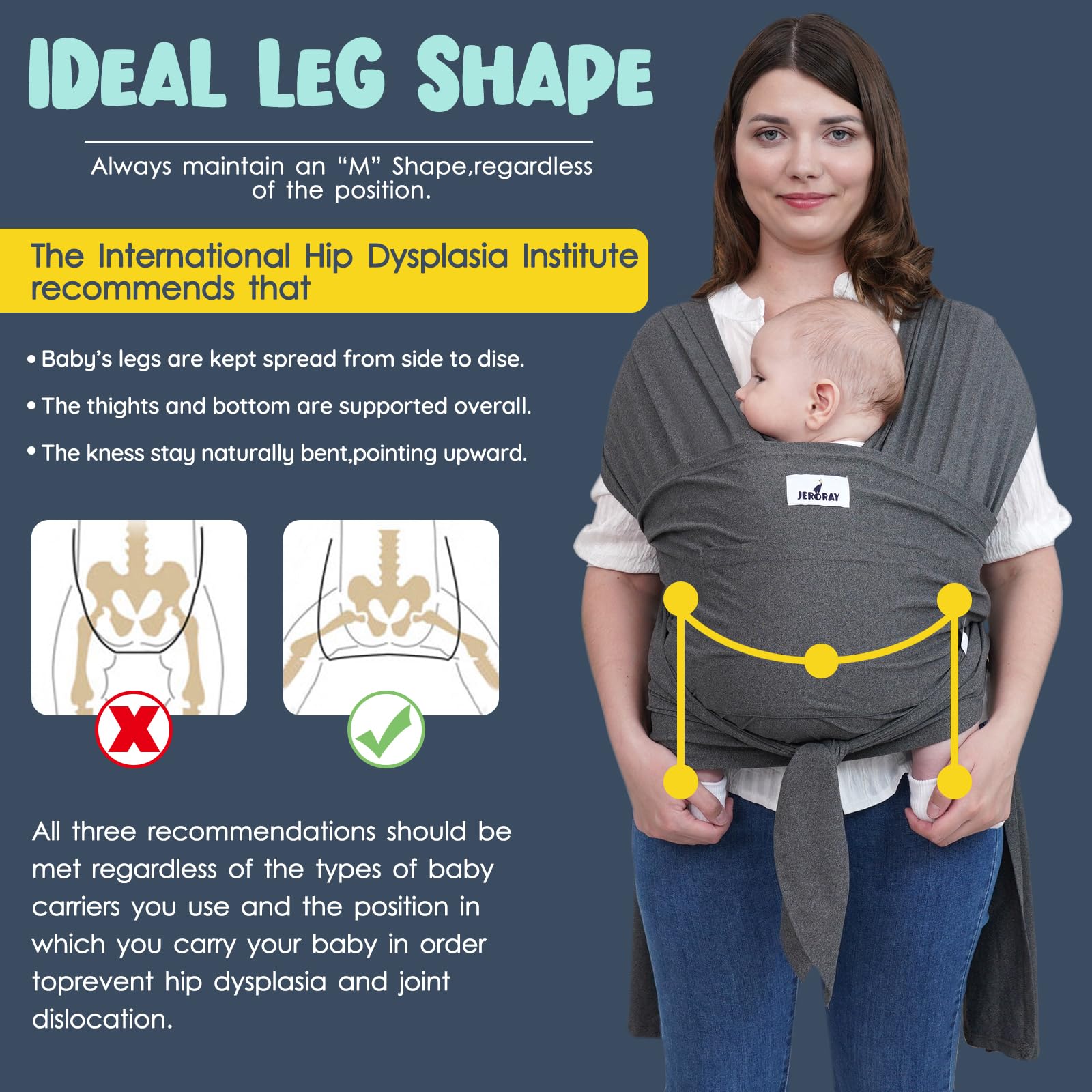 Jeroray baby wrap sling back stability design supports even weight distribution.