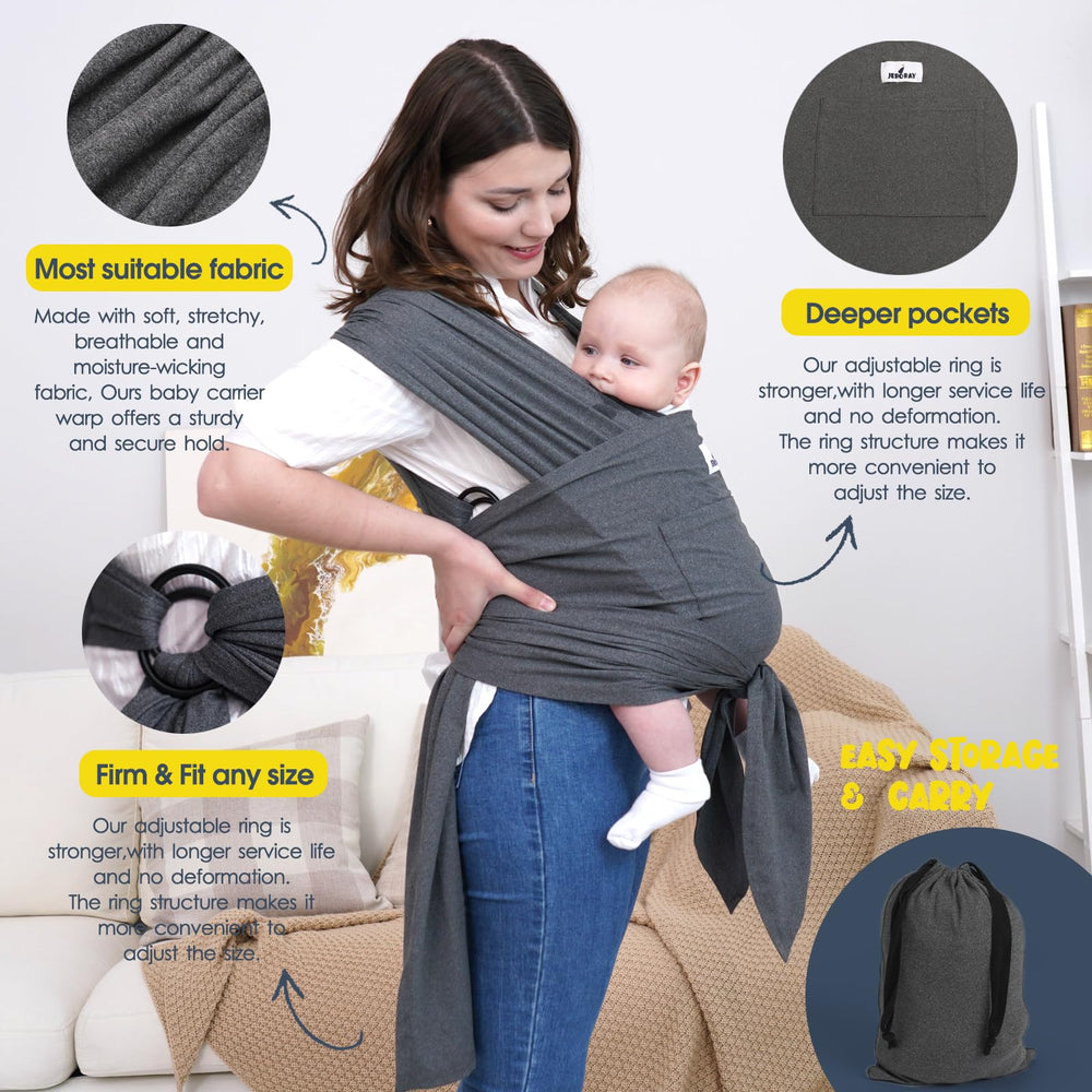 Jeroray baby wrap sling suitable from newborn to toddler usage.