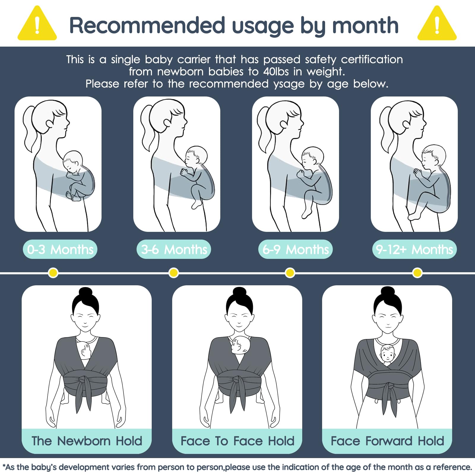Jeroray baby wrap sling worn by parent in front-carry for hands-free daily tasks.