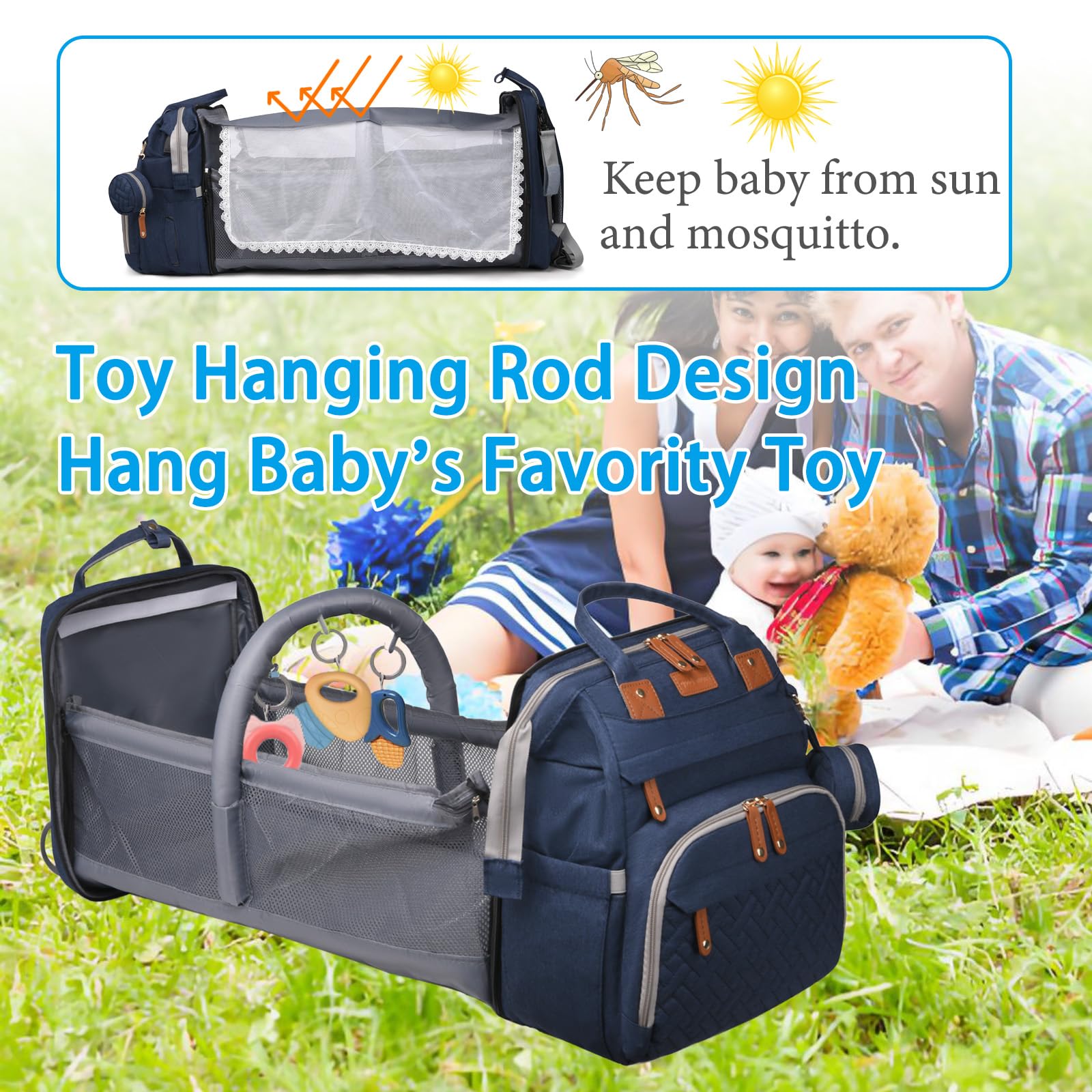 Jeryswet diaper bag changing station demonstrates quick on-the-go diaper changes