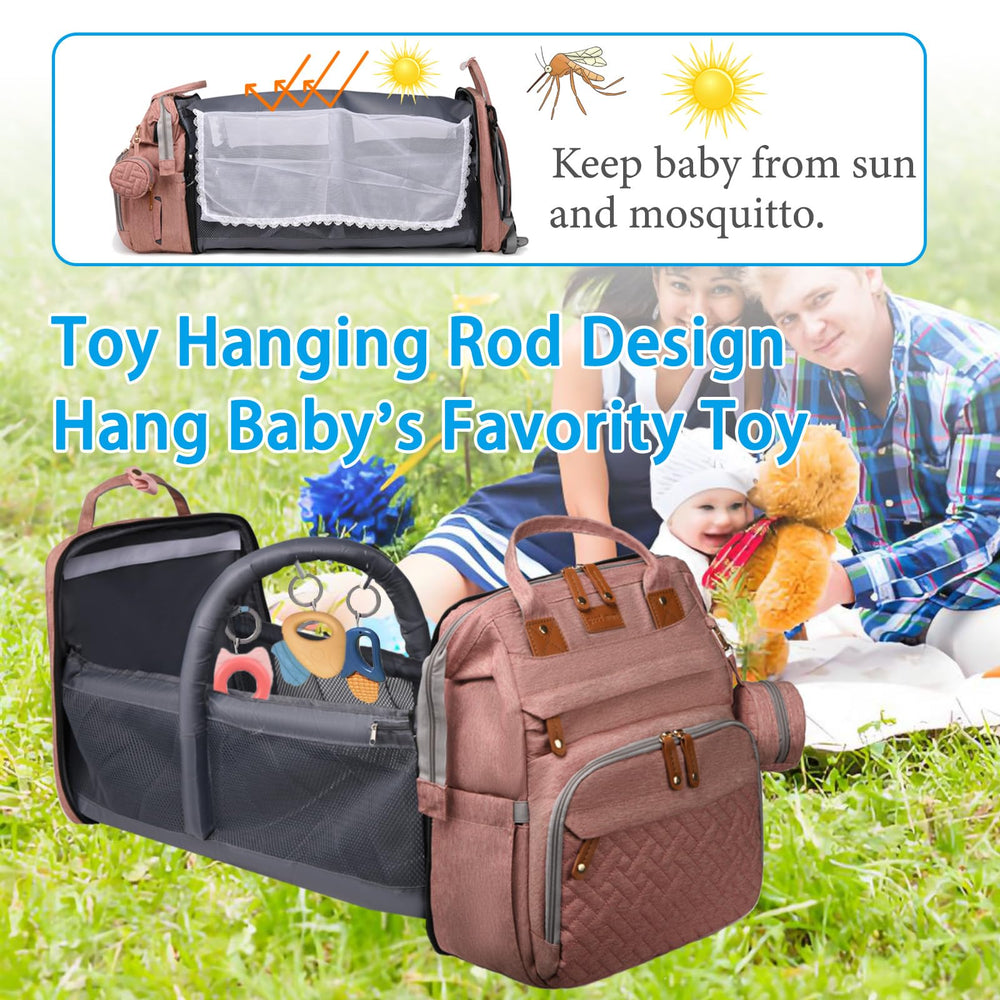 Jeryswet diaper bag interior with 19 pockets for bottles, diapers, and outfits.