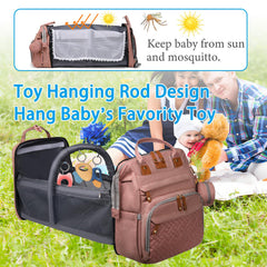Jeryswet diaper bag interior with 19 pockets for bottles, diapers, and outfits.