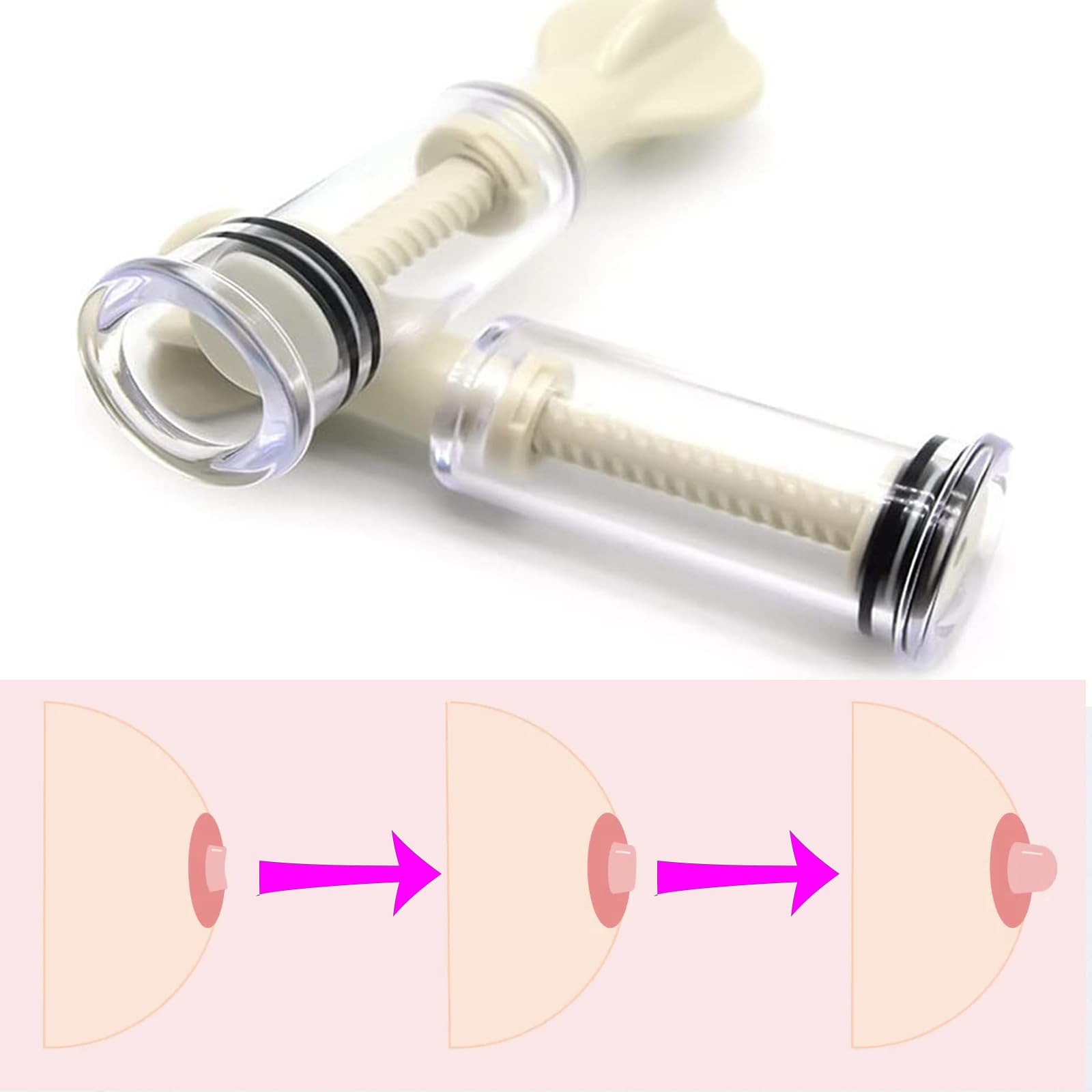 Jesakmie nipple cups suction action shows vacuum function aiding nipple projection.