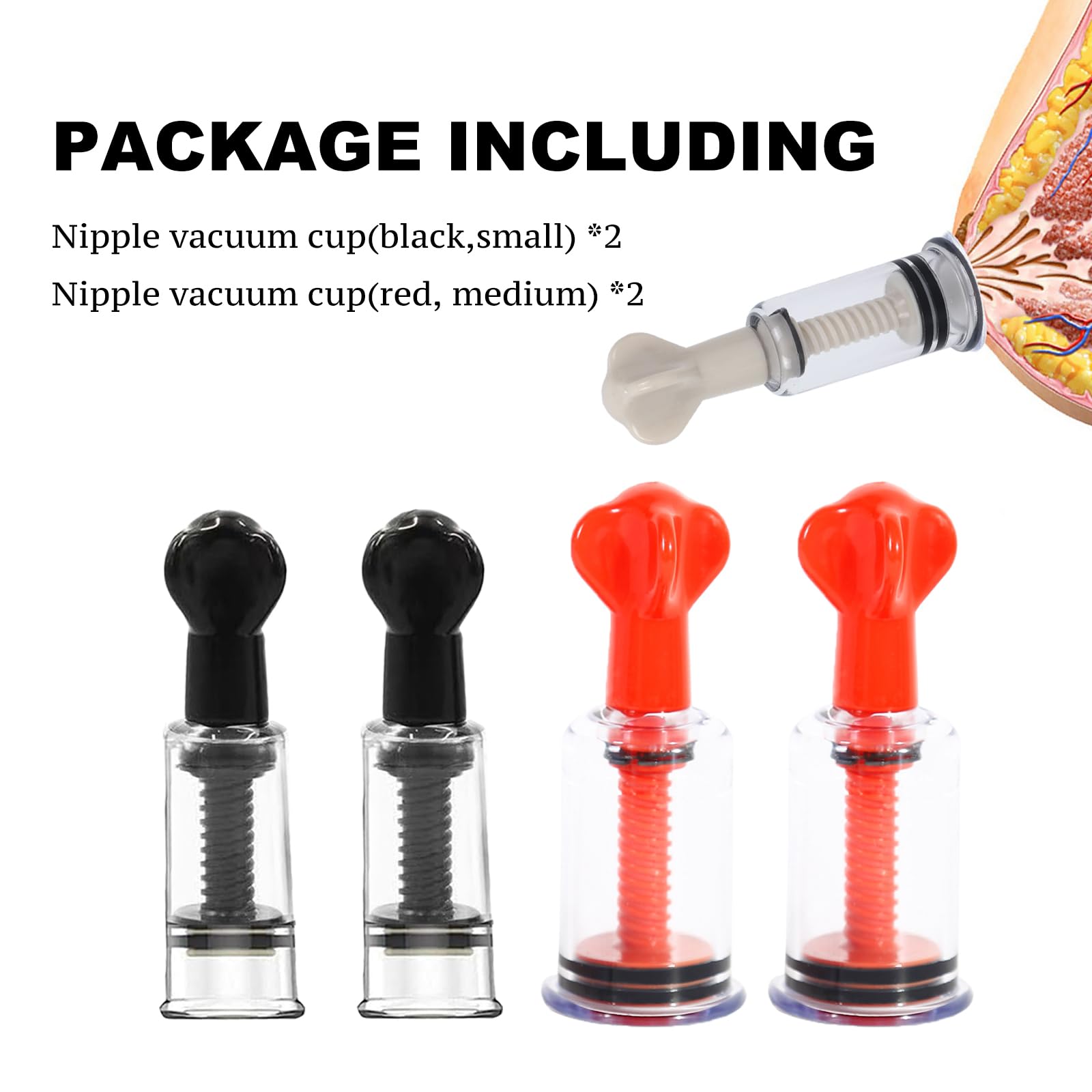 Jesakmie nipple suckers red cup front view—two sizes for customizable suction and comfort.