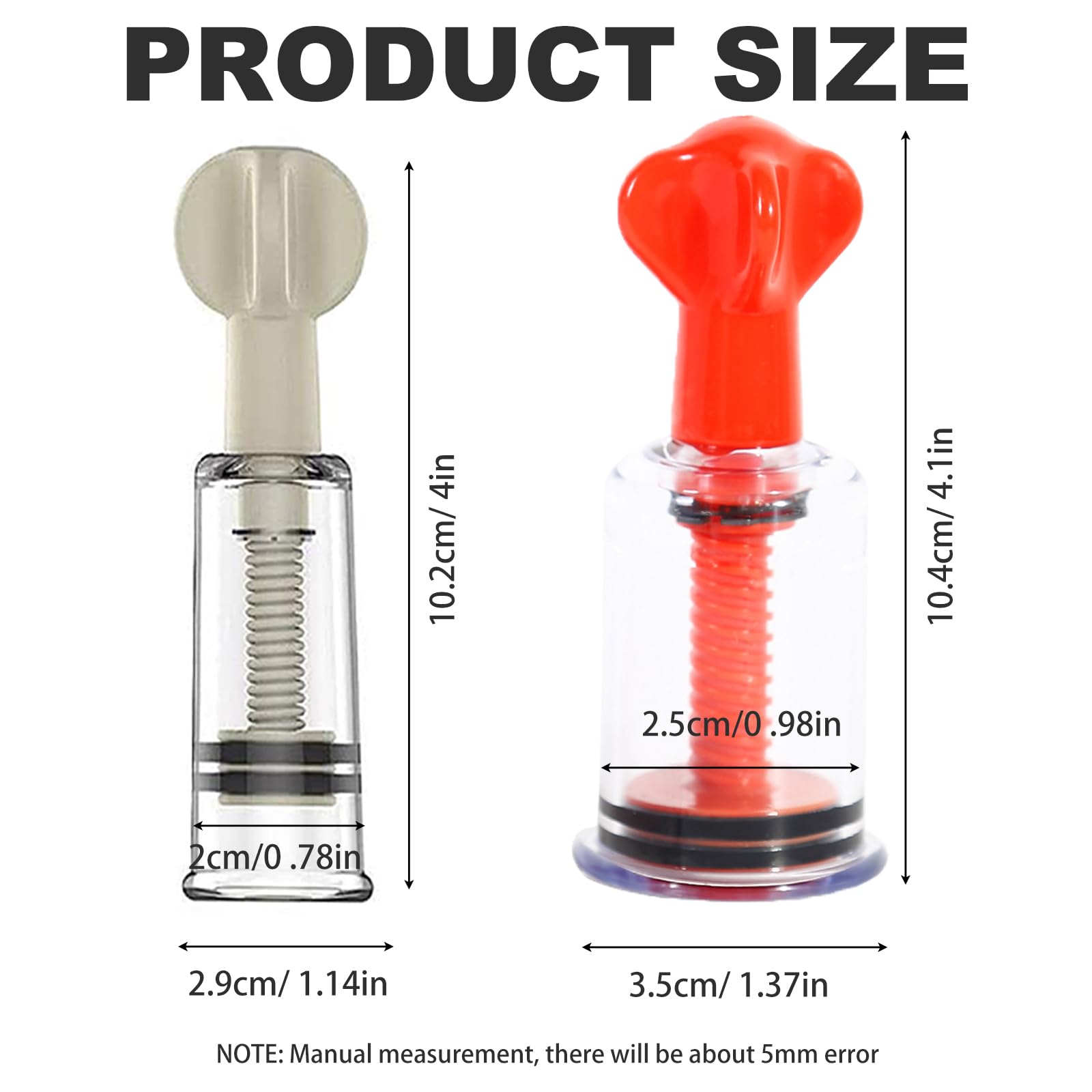 Jesakmie Nipplesucker red cup shows two sizes for adjustable suction power