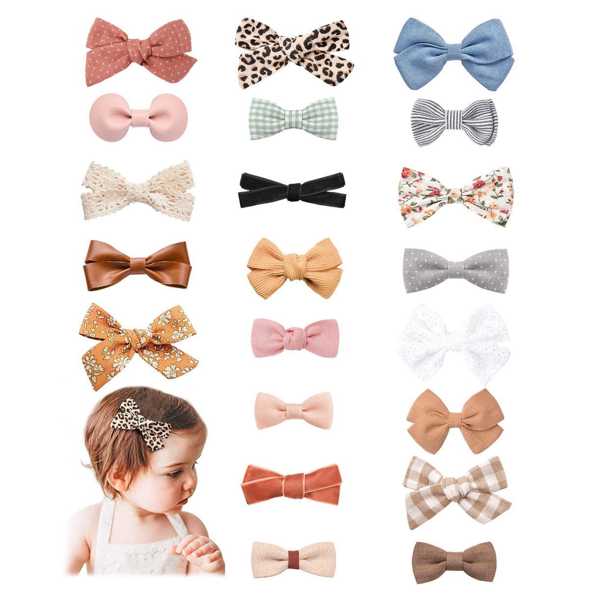 Jesries 21-pack clips with secure fully lined grips for delicate newborn hair
