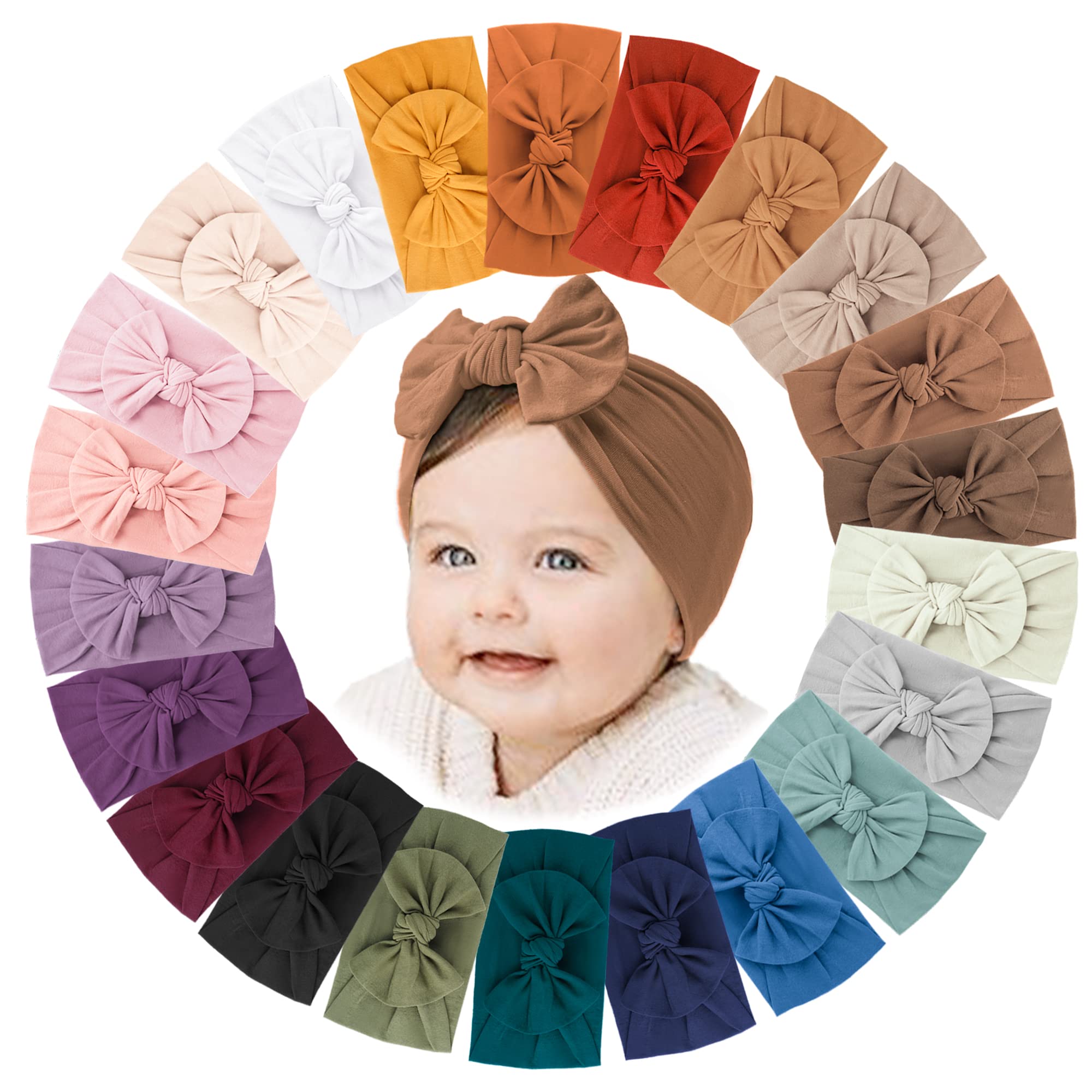Jesries 22-color headbands close-up showing soft nylon for gentle wear