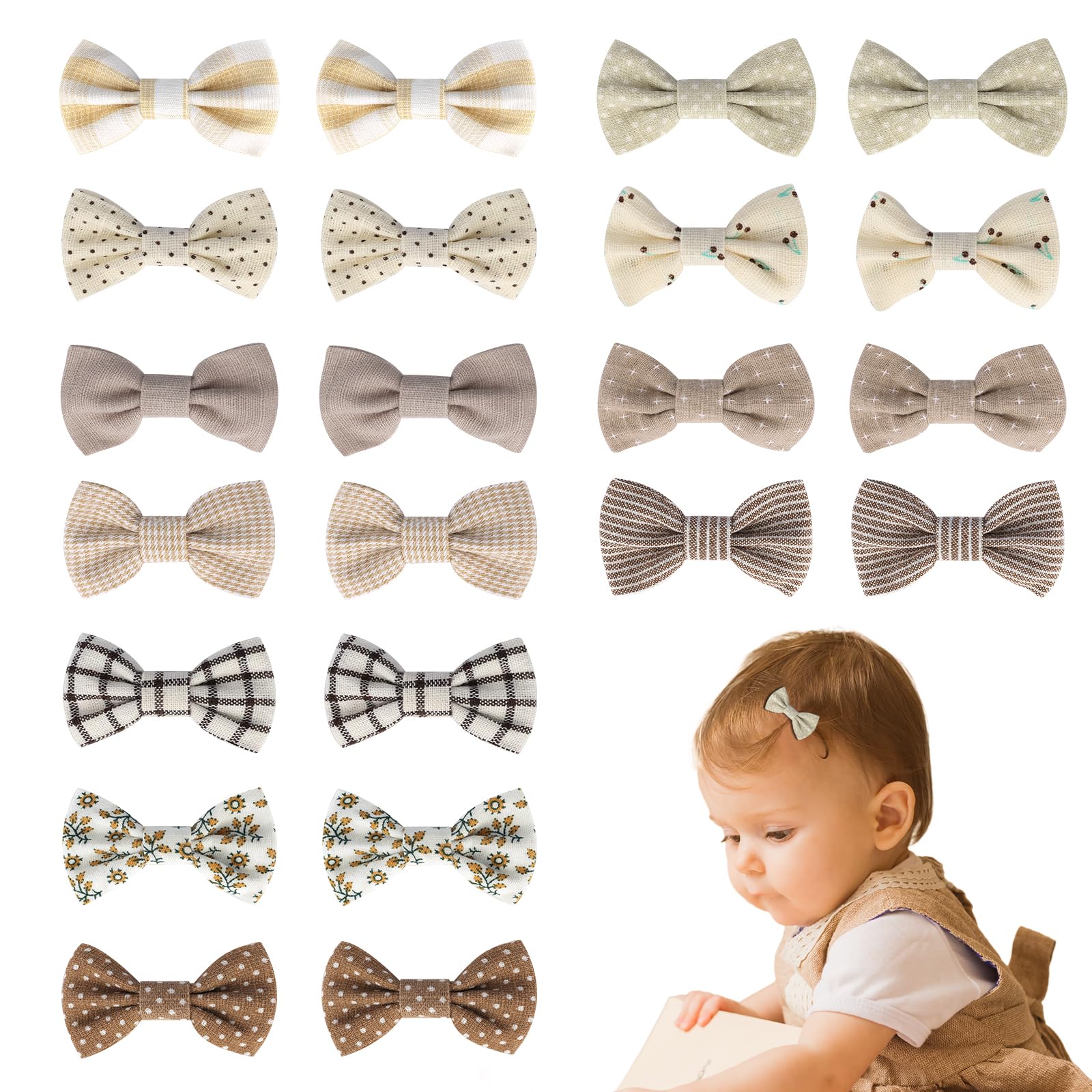 JESSCAT 22pcs hair clips flatlay showing colorful bows for quick daily styling