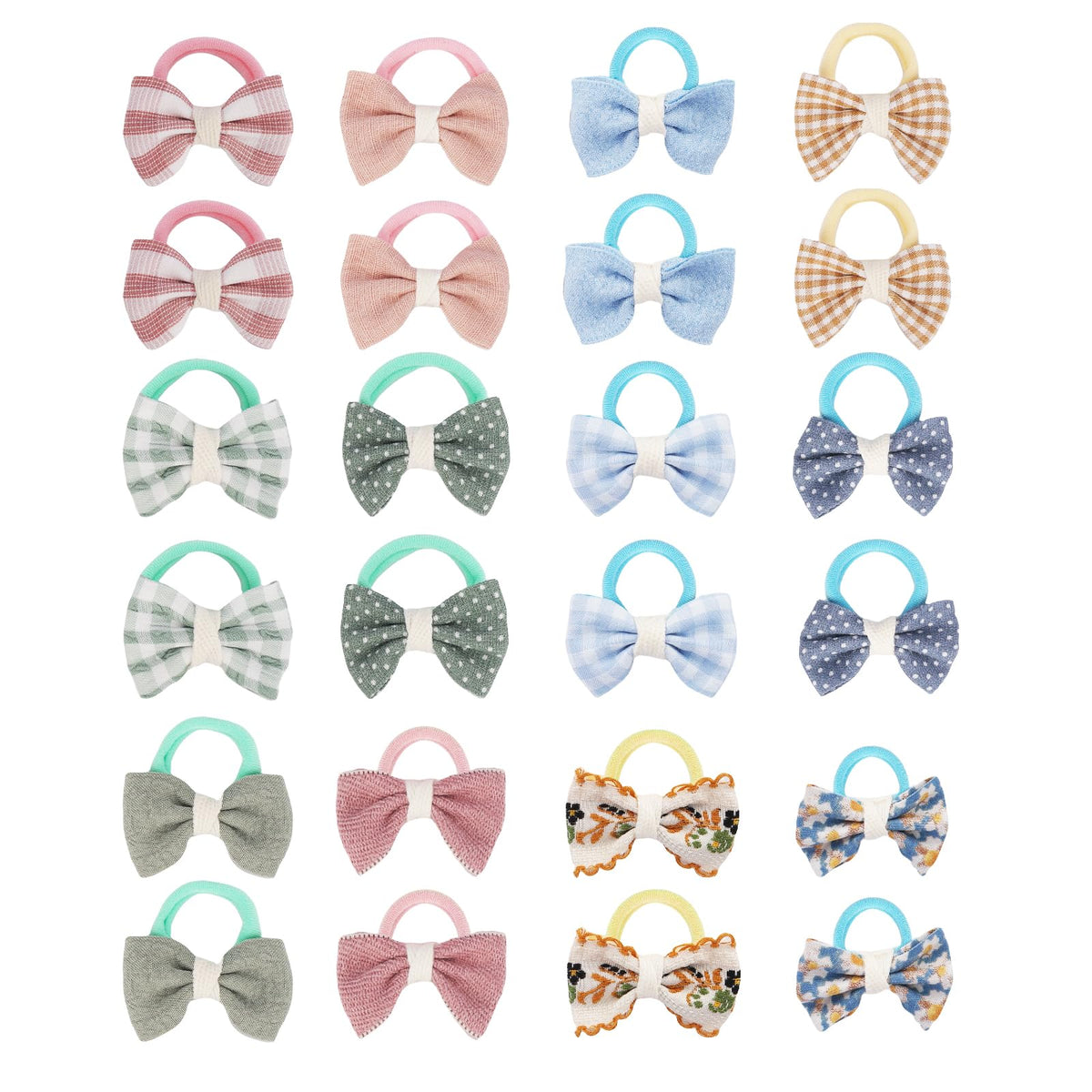 JESSCAT baby hair ties with bows in assorted colors offer secure, gentle hold for delicate hair.