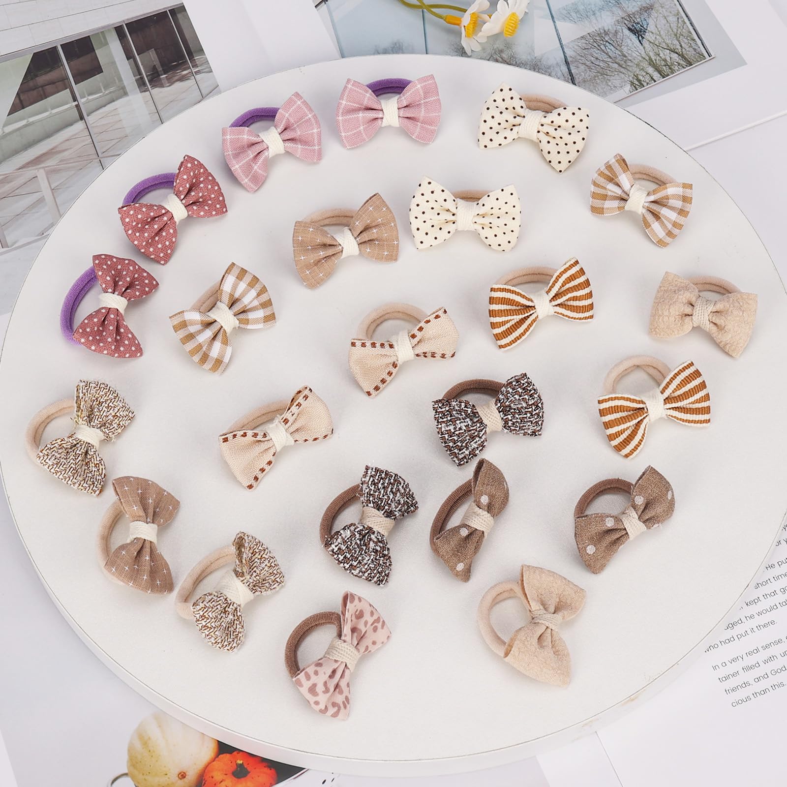JESSCAT infant to toddler ponytail styling with bow ties, versatile for short and long hair.