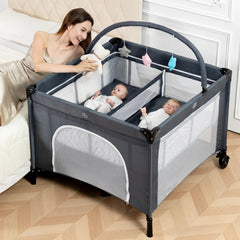 Jestonten Twin Bassinet folded for portable travel and easy storage.